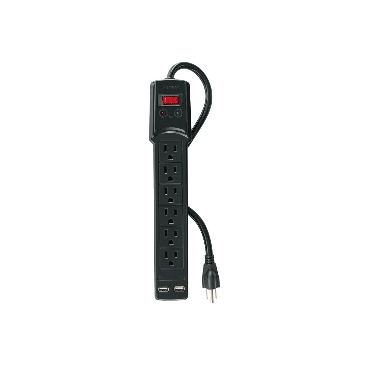 REGLETA DE 6 SALIDAS 2 PTOS USB COLOR NEGRA - SUPERMIX