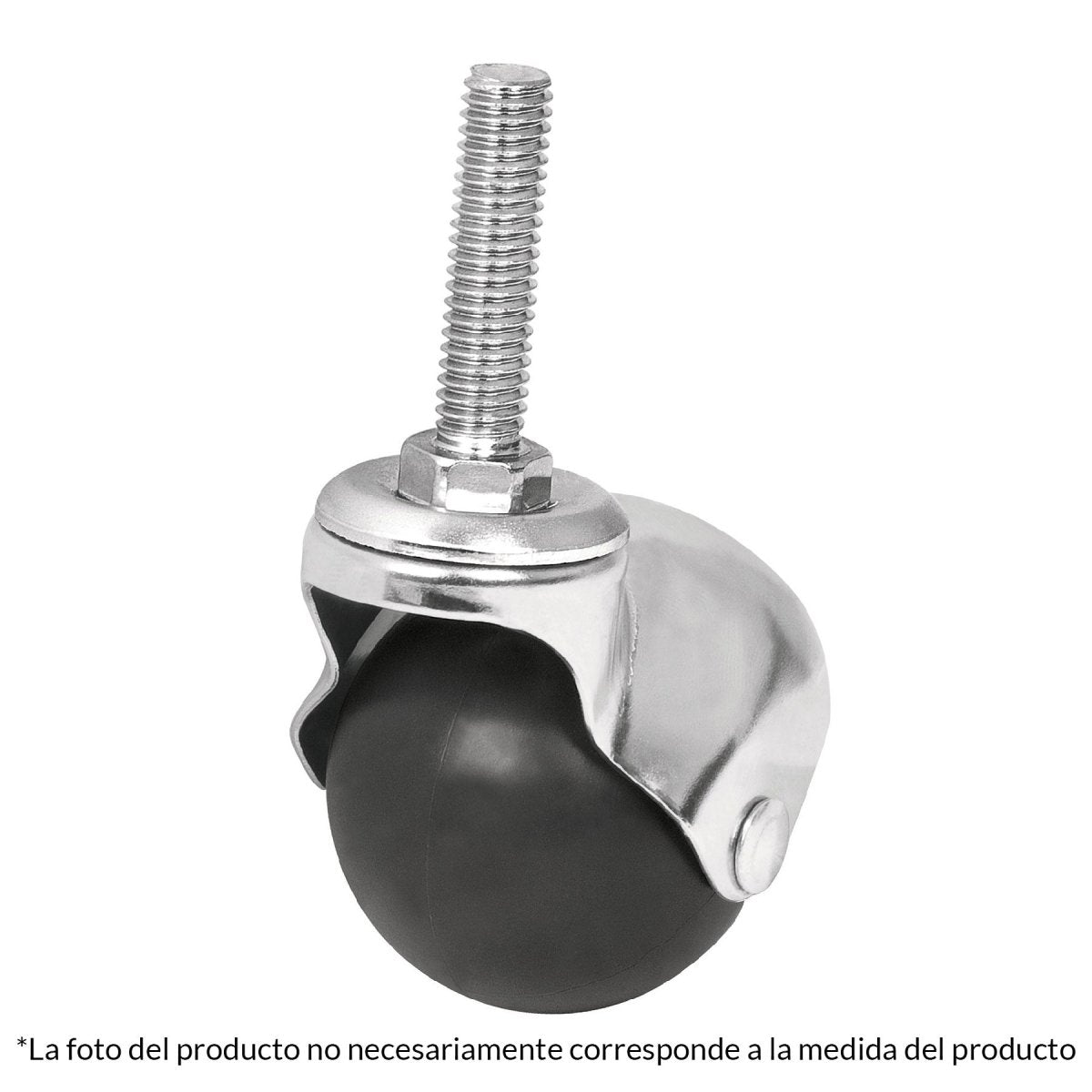 RUEDA ESFERICA 40MM CON ESPIGA ROSCADA CARGA 30KG DE POLIPROPILENO HERMEX - SUPERMIX