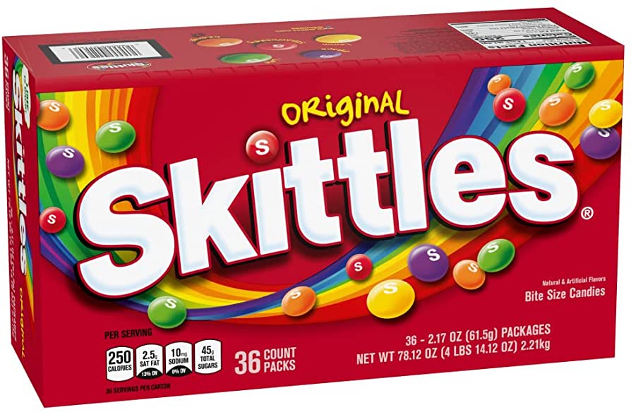 SKITTLES ORIGINAL SINGLES 36 CT 10/CA - SUPERMIX