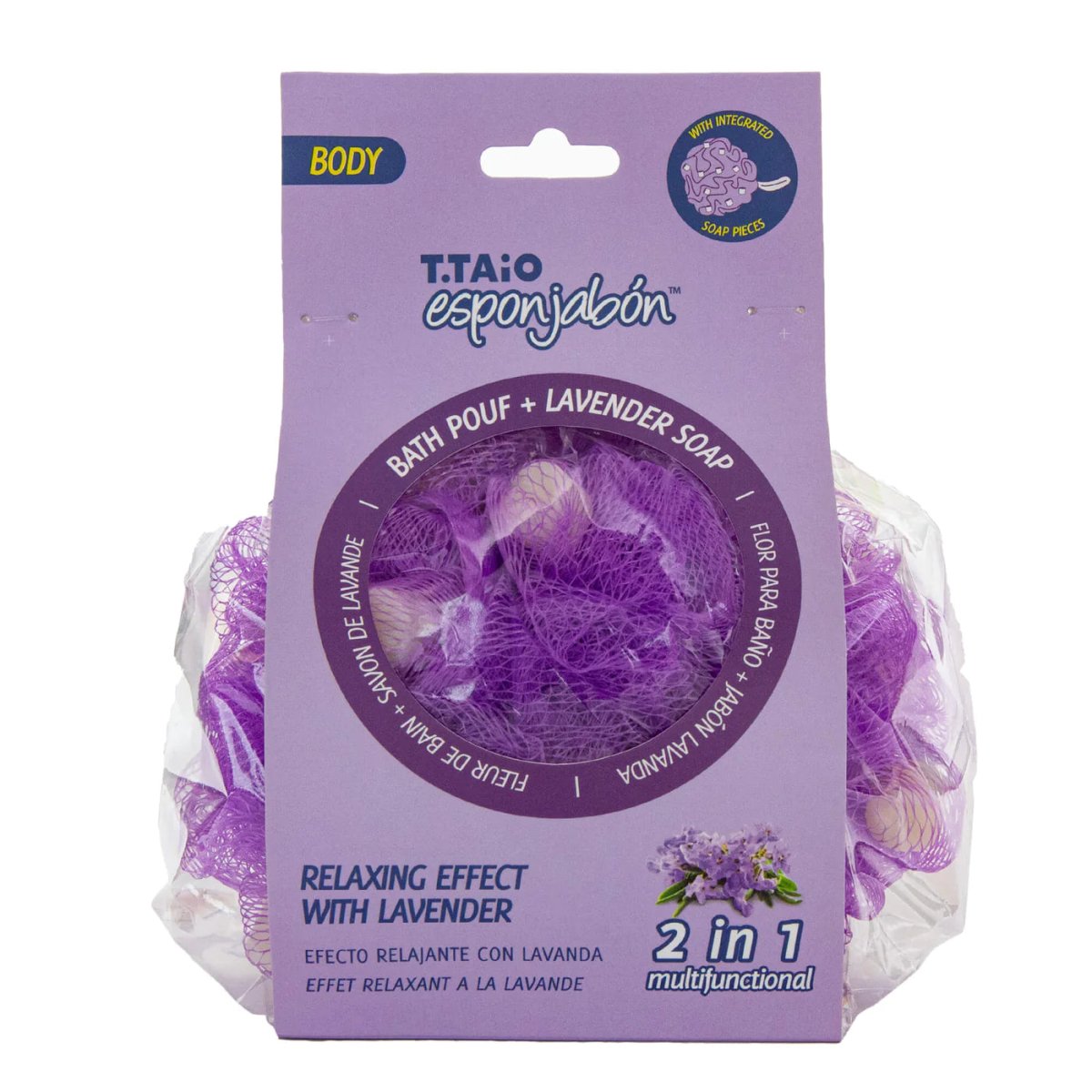 T TAIO ESPONJABON POUF LAVANDA - SUPERMIX