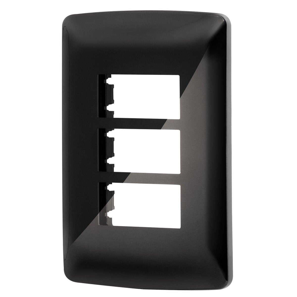 TAPA NEGRA PARA INTERRUPTOR O TOMACORRIENTE TRIPLE LINEA ITALIANA VOLTECK - SUPERMIX