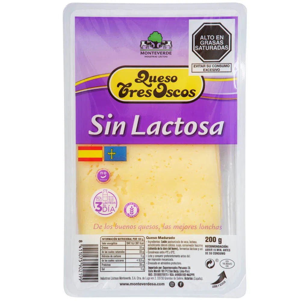 TRES OSCOS QUESO EN LONJAS S/LACTOSA 12/1 200 GRS - SUPERMIX