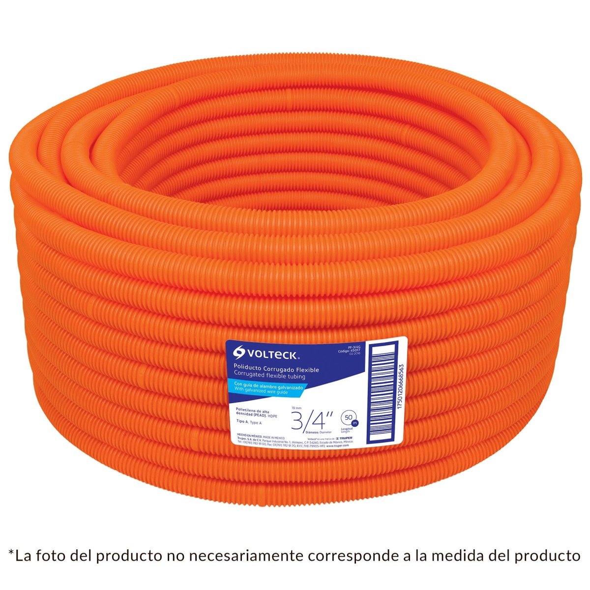 TUBO CORRUGADO FLEXIBLE, C/GUIA 1/2'' VOLTECK - SUPERMIX