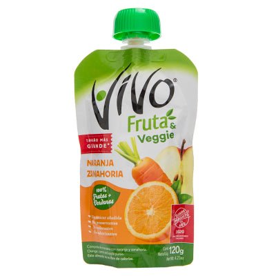 VIVO COMPOTA FRUTA Y VEGGIE NARANJA, ZANAHORIA Y MANZANA 120 GRS - SUPERMIX