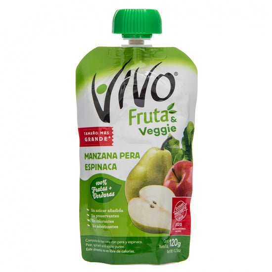 VIVO COMPOTA VEGGIE MANZANA, PERA Y ESPINACA 120 GRS - SUPERMIX