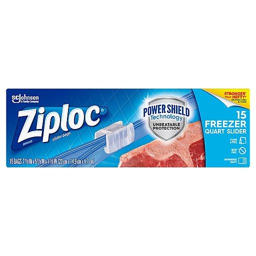 ZIPLOC SLIDER QUART FREEZER BAG 15 CT - SUPERMIX