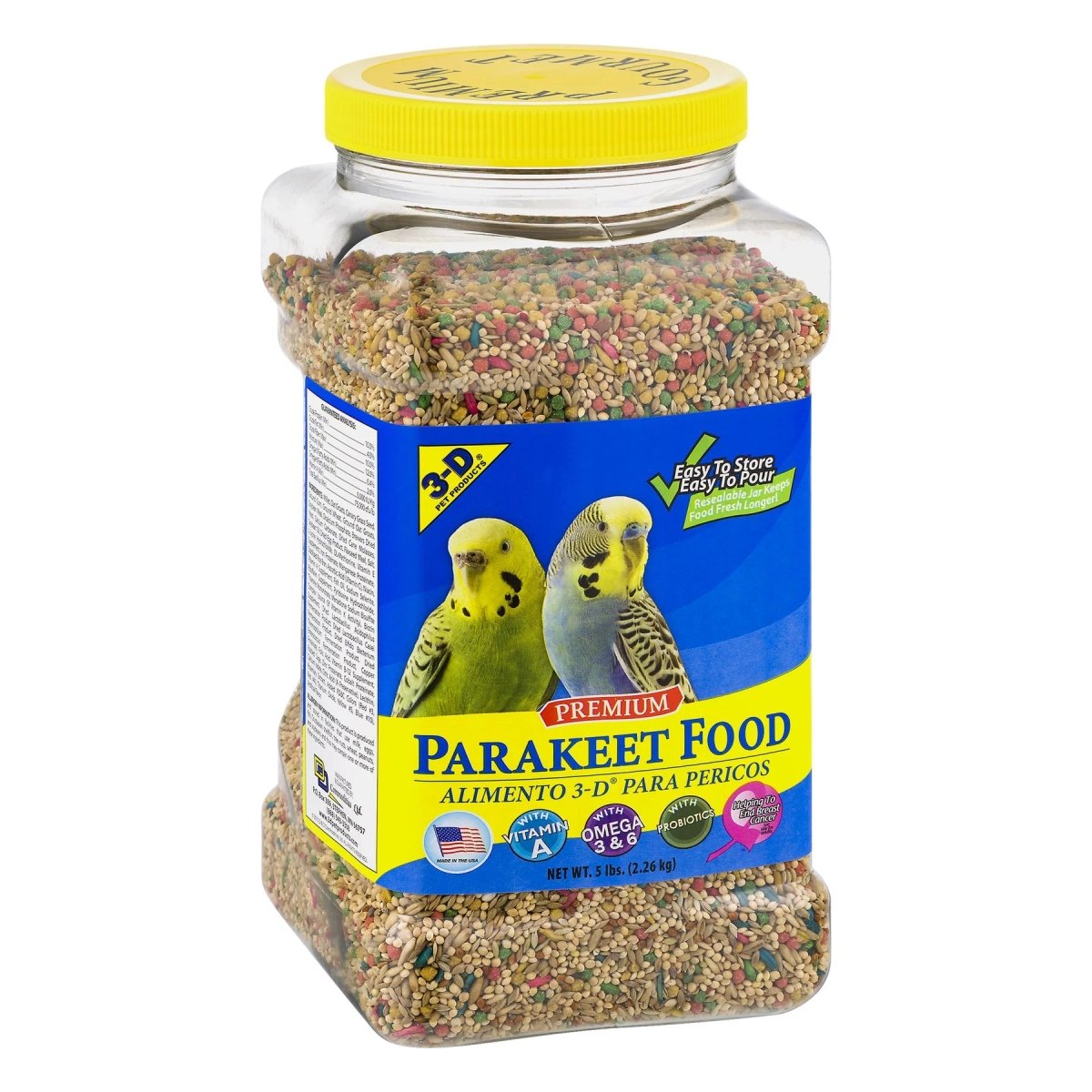 3 - D PARAKEET FOOD MASCOTA 5 LB - SUPERMIX