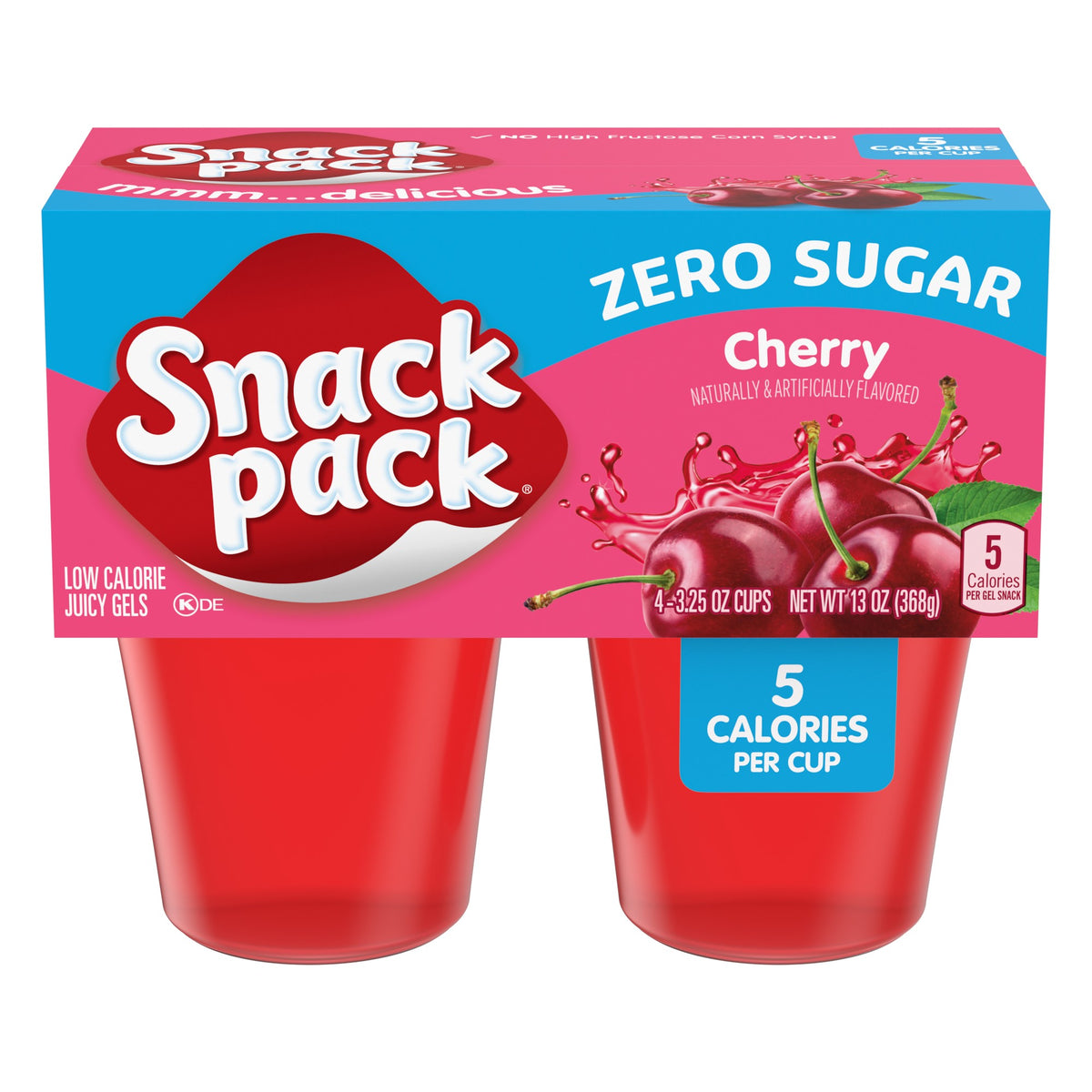 SNACK PACK GELATINA SABOR CHERRY S/AZUCAR 12/4/3.5 OZ