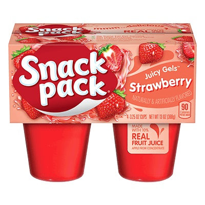 SNACK PACK GELATINA SABOR FRESA 12/4/ 3.5 OZ