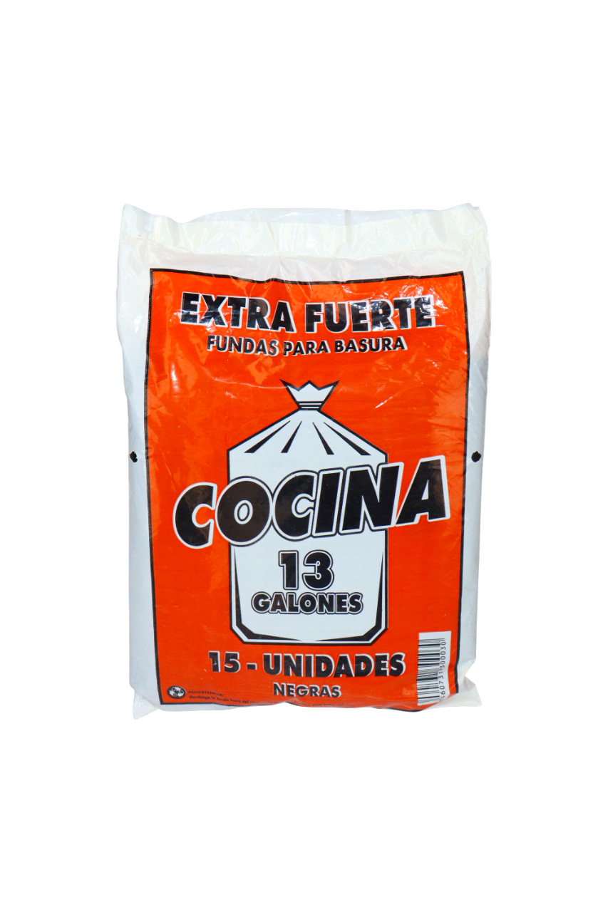 FUNDAS EXT. FUERTES COCINA 13 GAL. NEGRAS