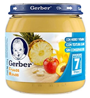 GERBER COMPOTA SABOR FRUTAS MIXTAS 113 GR VIDRIO
