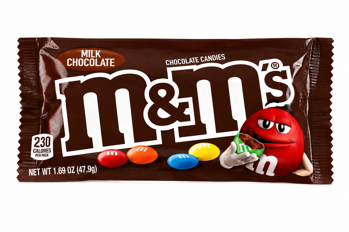 M&M MILK CHOCOLATE SINGLES 1.69 OZ 9/36 CT