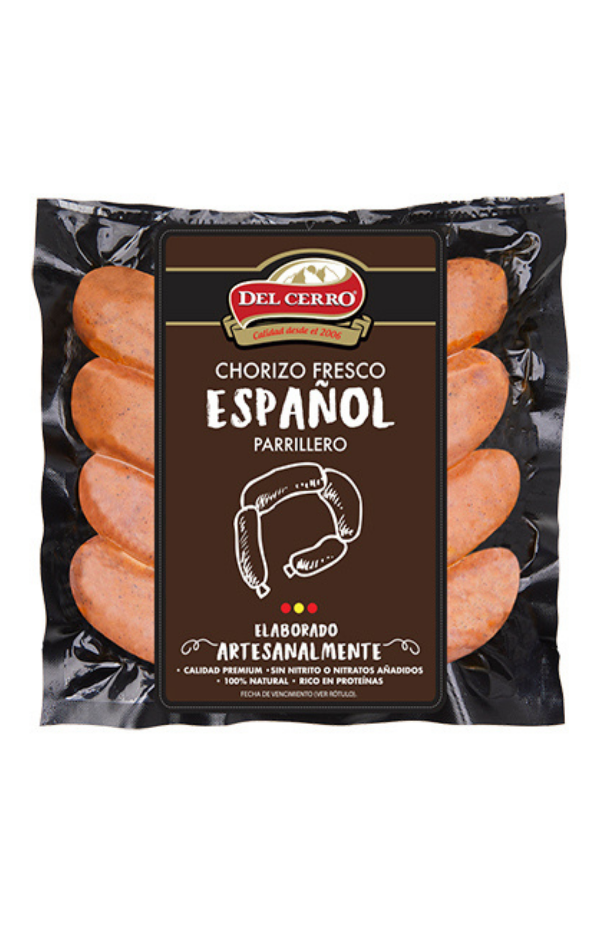 DEL CERRO CHORIZO PARRILLERO ESPANOL FRESCO PACK 4/1 1 LB
