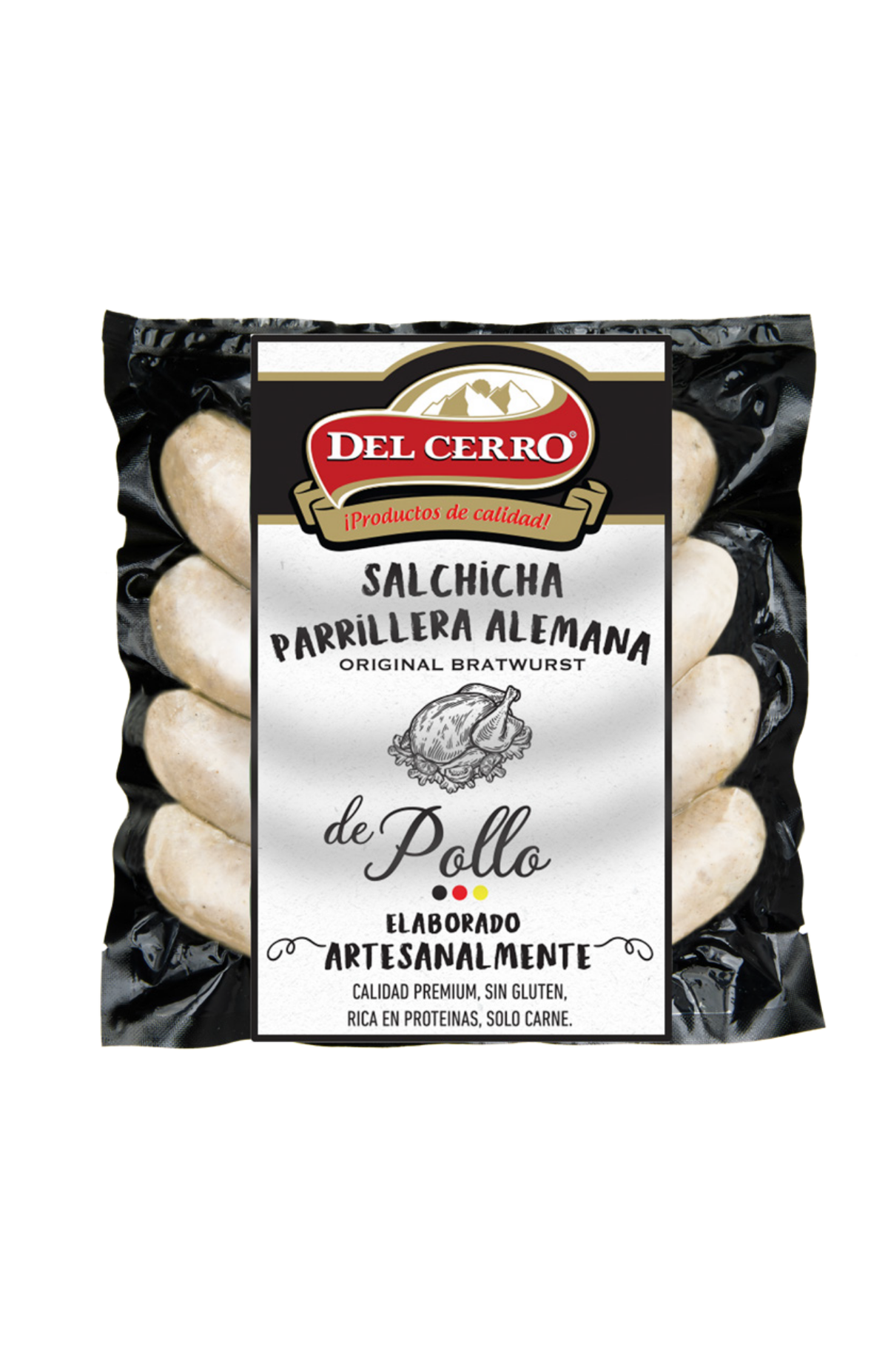DEL CERRO SALCHICHA ALEMANA DE POLLO PACK 4/1 1 LB
