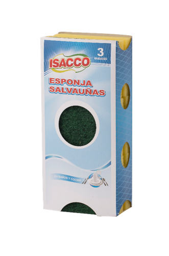 ISACCO ESPONJA SALVAUNAS CON FIBRA 3 PCS SP-1403