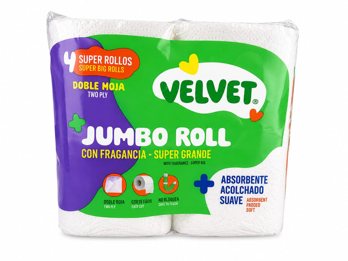 VELVET PLUS PAPEL HIGIENICO 28MTS 4 ROLLOS