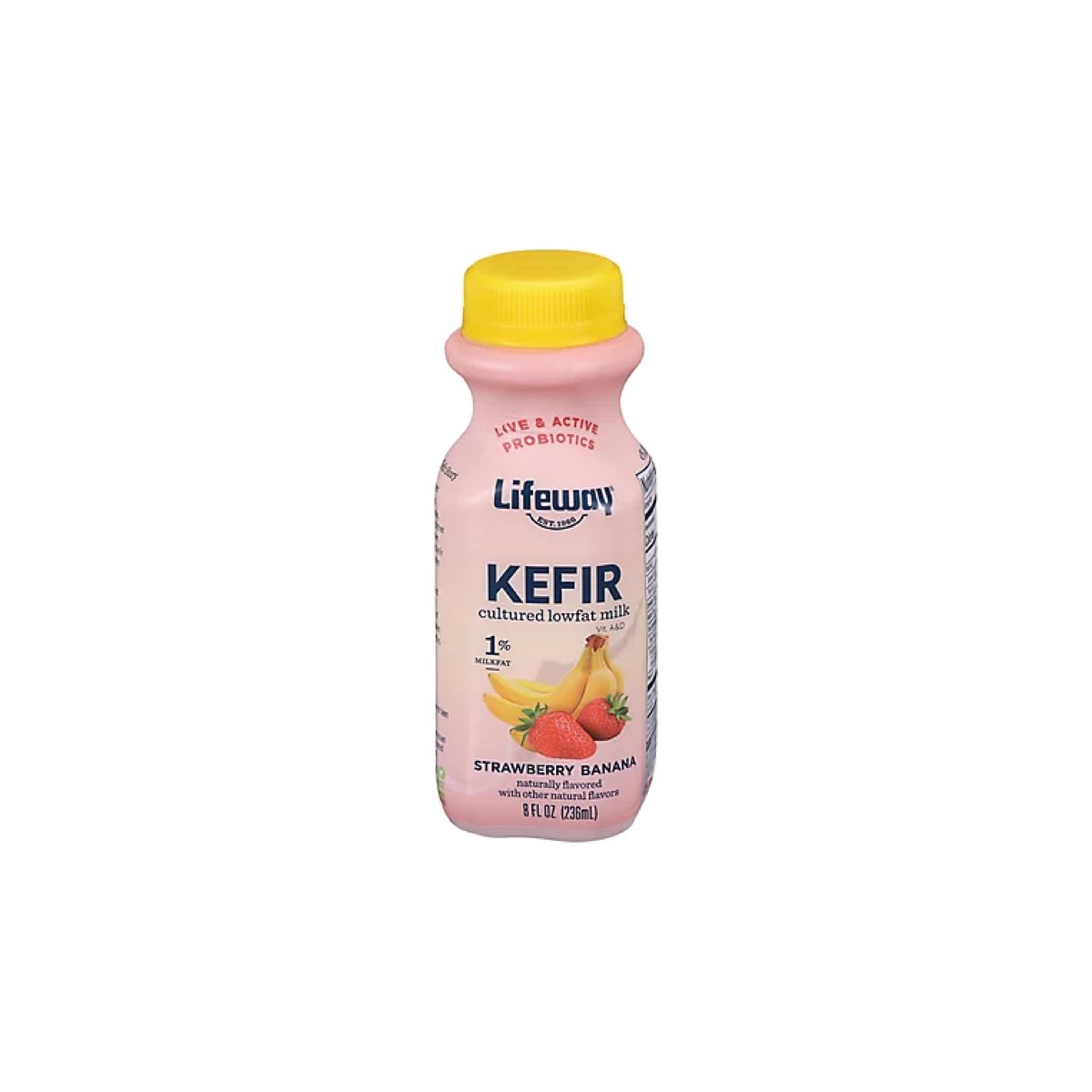 LIFEWAY KEFIR CULTURED LOW FAT MILK STRAWBERRY BANANA  8 OZ