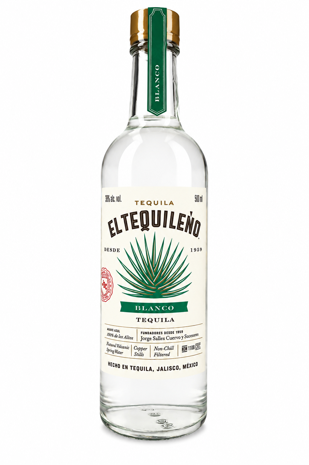 EL TEQUILENO TEQUILA BLANCO 500 ML 38% ABV