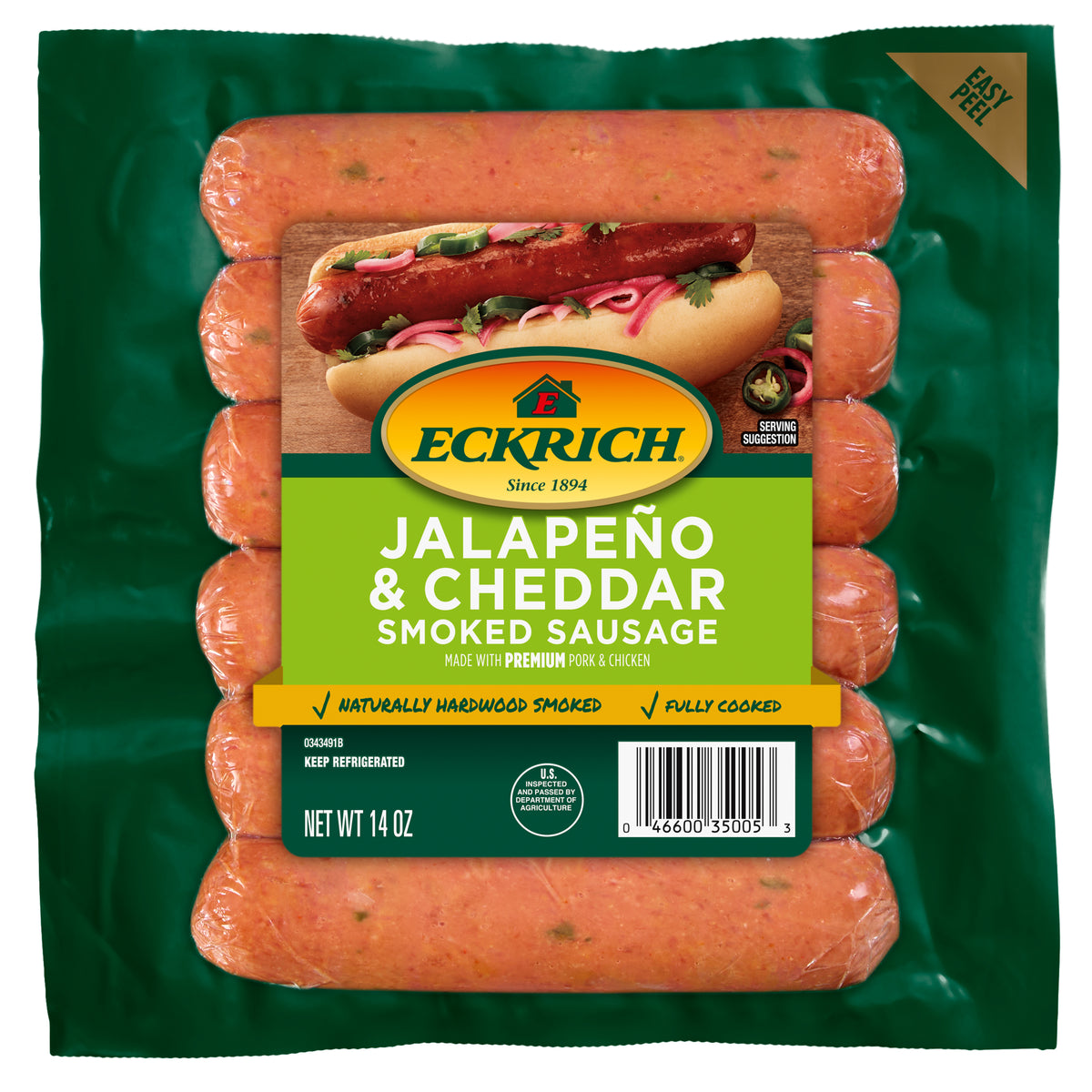 ECKRICH SALCHICHA JALAPEÃ‘O & QUESO 14 OZ