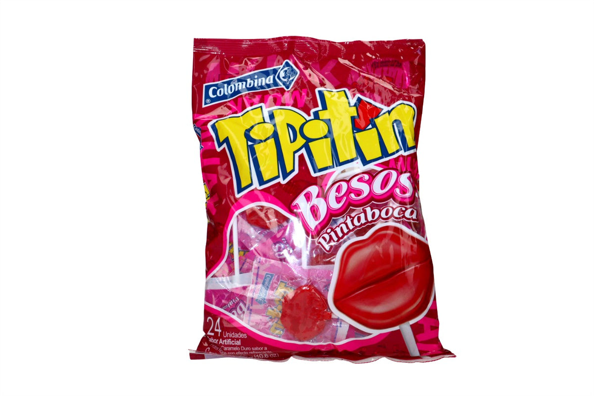 COLOMBINA TIPITIN PALETAS DE BESOS PAQ. 24 CT/12 GR