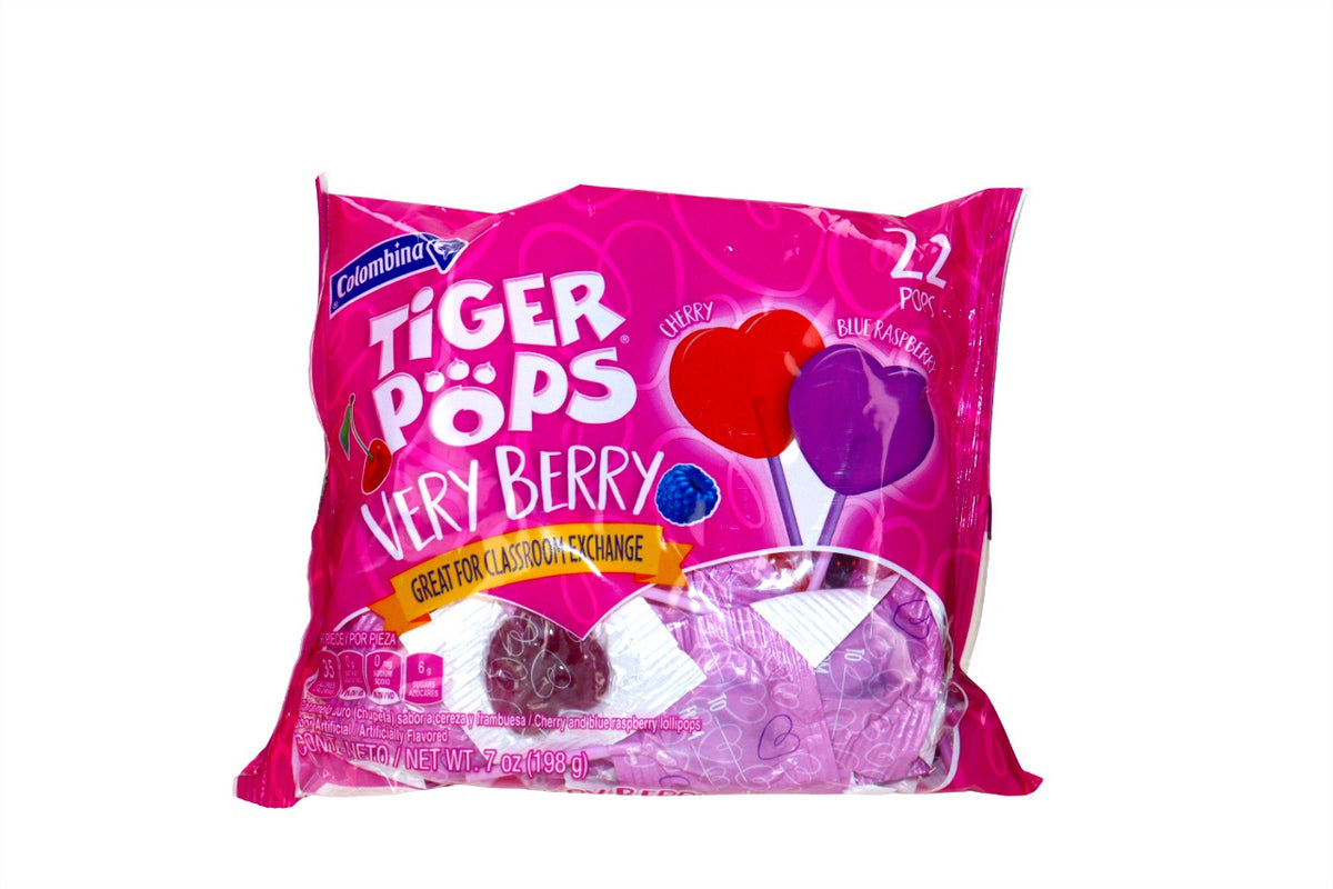 COLOMBINA PALETAS TIGER POPS VERY BERRY PAQ. 22 CT/7 OZ