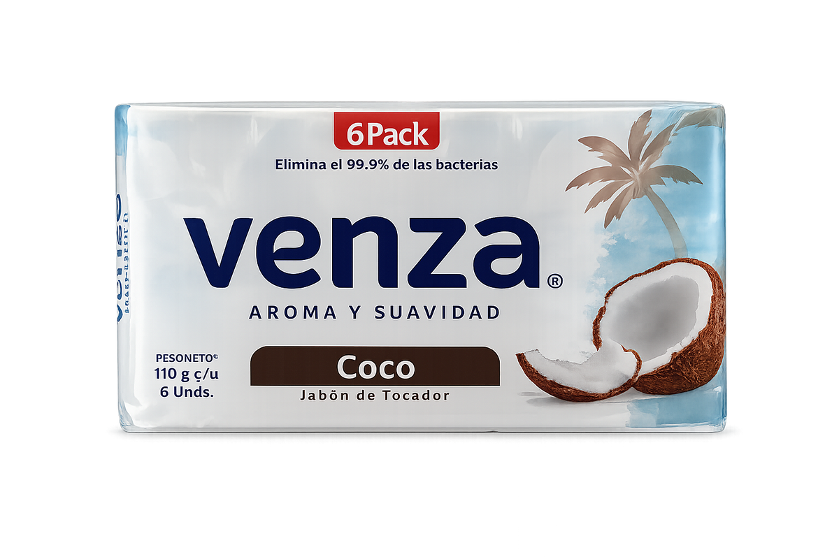 VENZA JABON TOCADOR COCO 6 PACK 110 GRS C/U