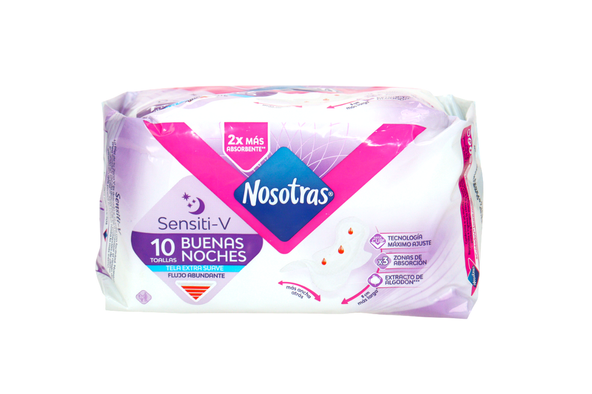 NOSOTRAS TOALLA  BUENAS NOCHES SENSITI-V 10 UND