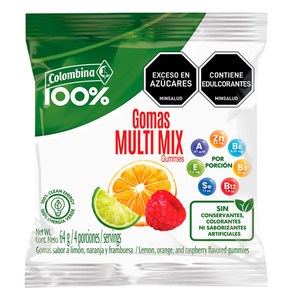 COLOMBINA GOMITAS 100% MULTIVITAMINAS 64 GR