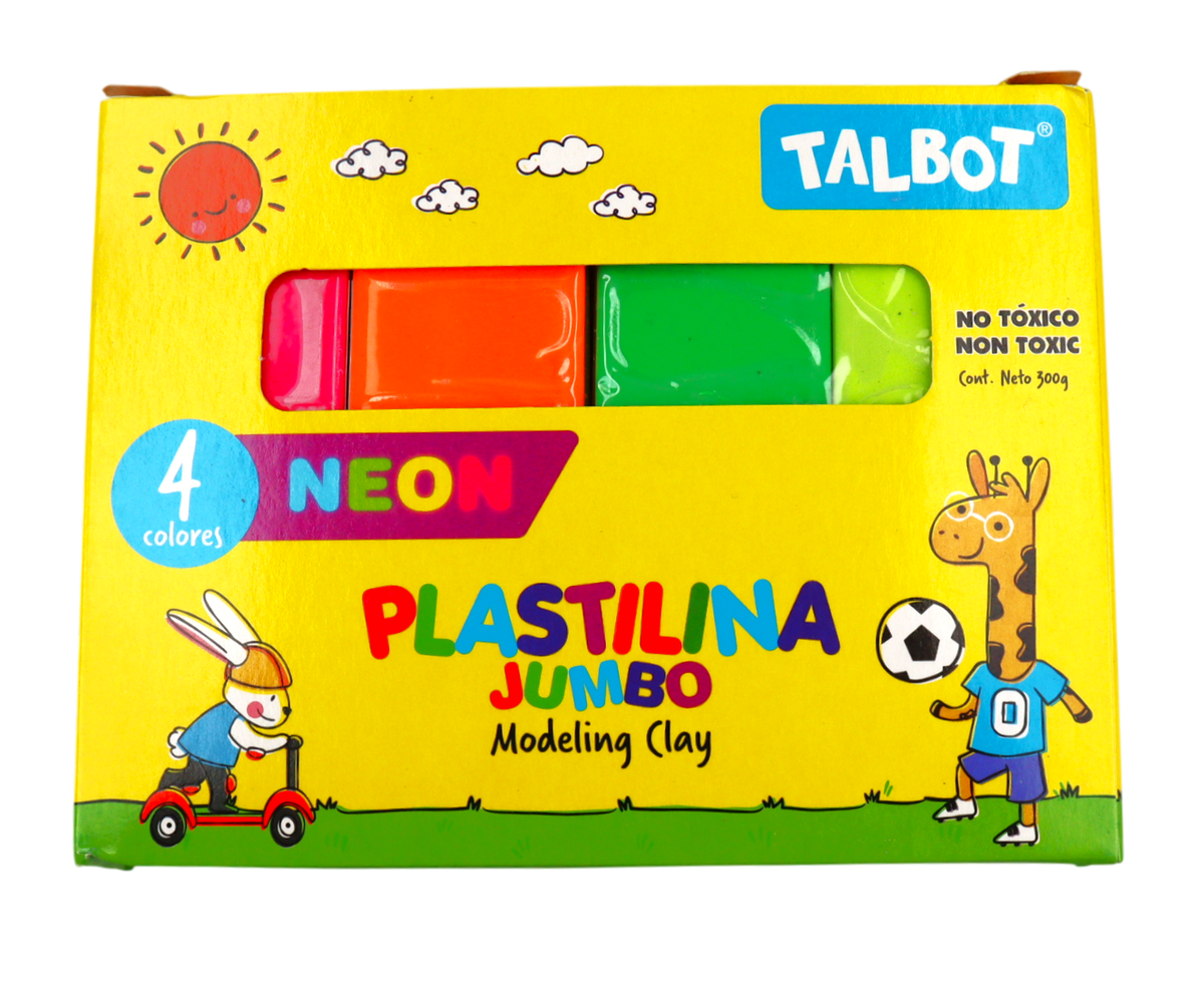PLASTILINA 4 COL. NEON 300GR.