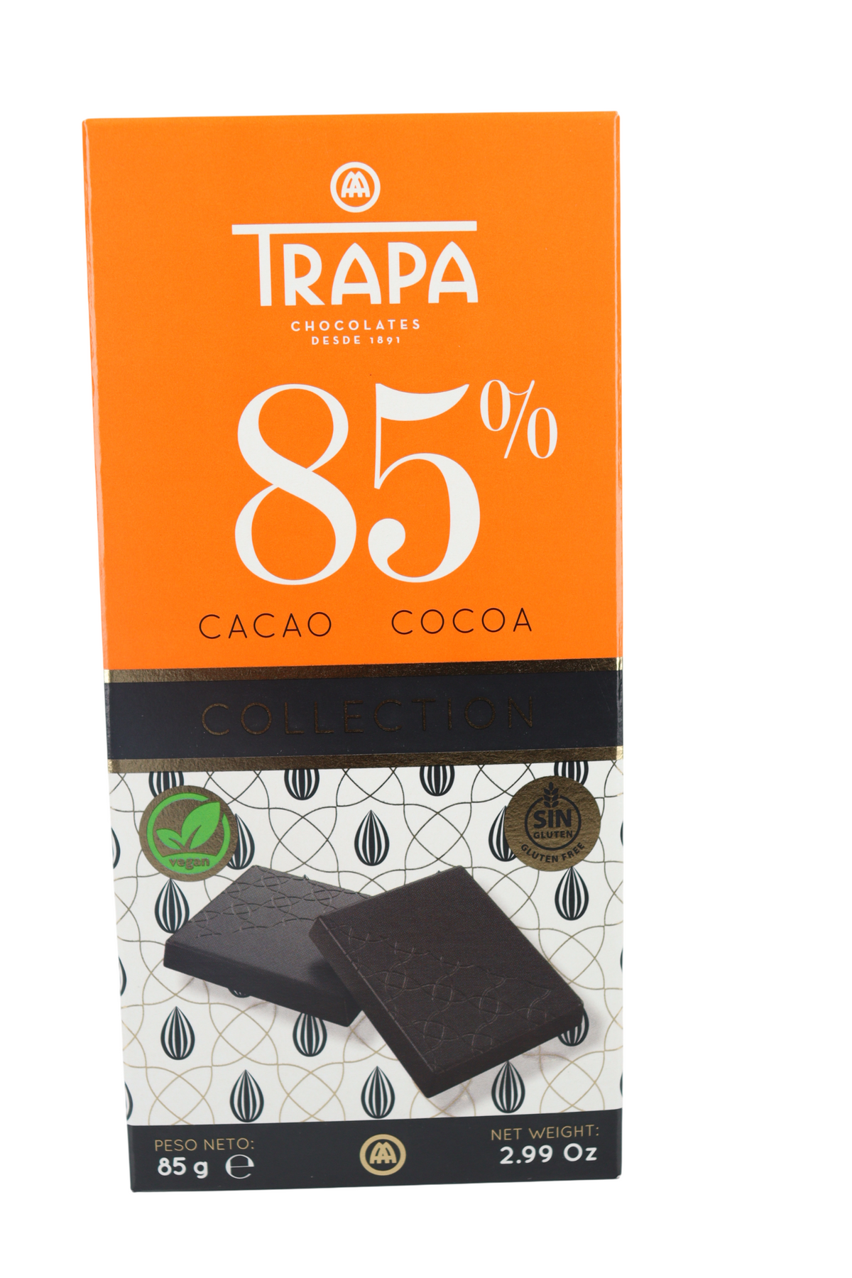 TRAPA COLLECTION CHOCOLATE NEGRO 85% CACAO 85 GR