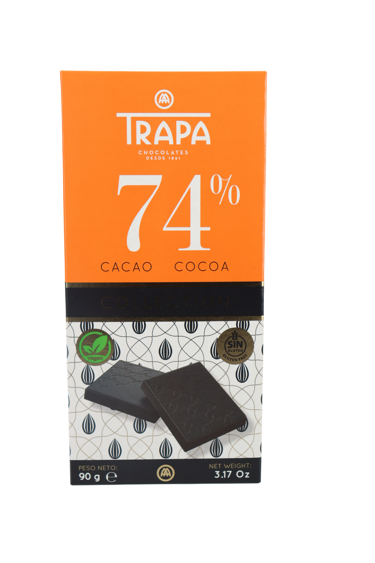 TRAPA COLLECTION CHOCOLATE NEGRO 74% CACAO 90 GR