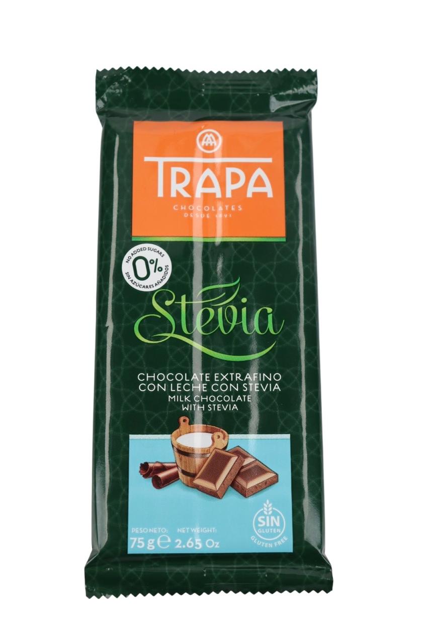 TRAPA STEVIA CHOCOLATE C/ LECHE 0% AZUCAR 75 GRS