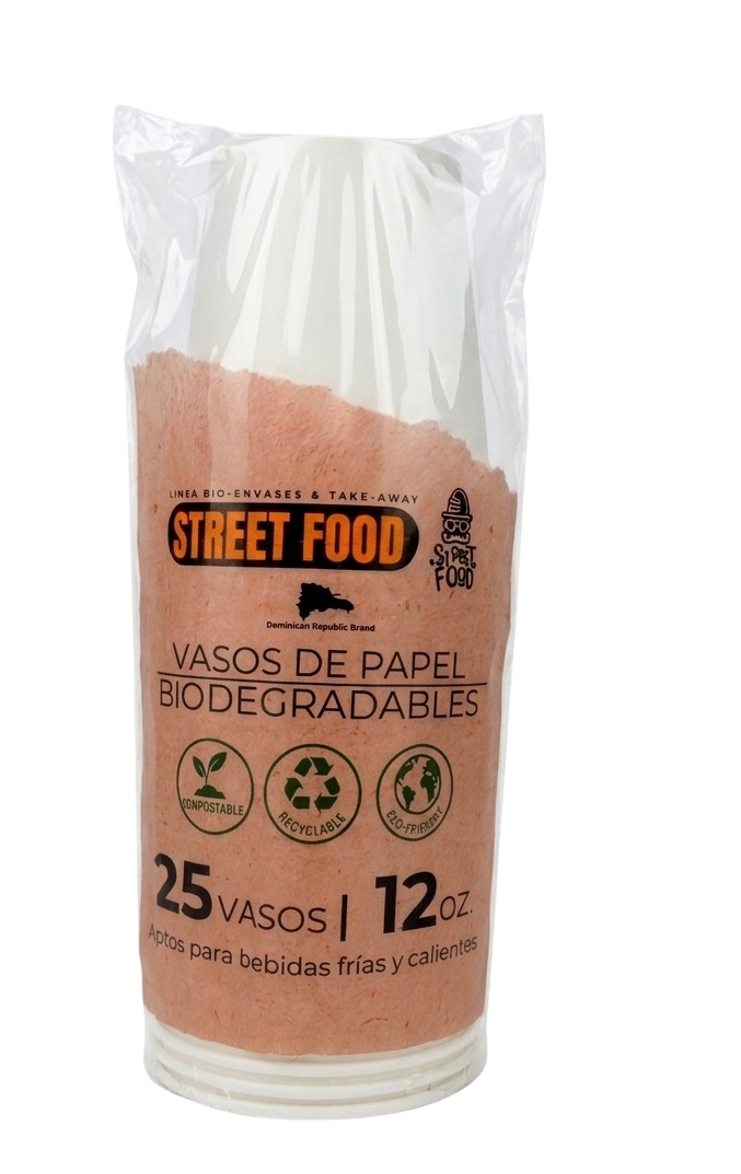 STREET FOOD VASOS PAPEL BIO BLANCO 25 UND 12 ONZ