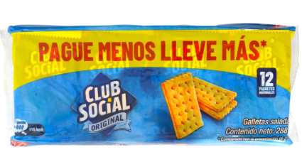 CLUB SOCIAL GALLETA ORIGINAL 12 UND PAQ. 288 GR