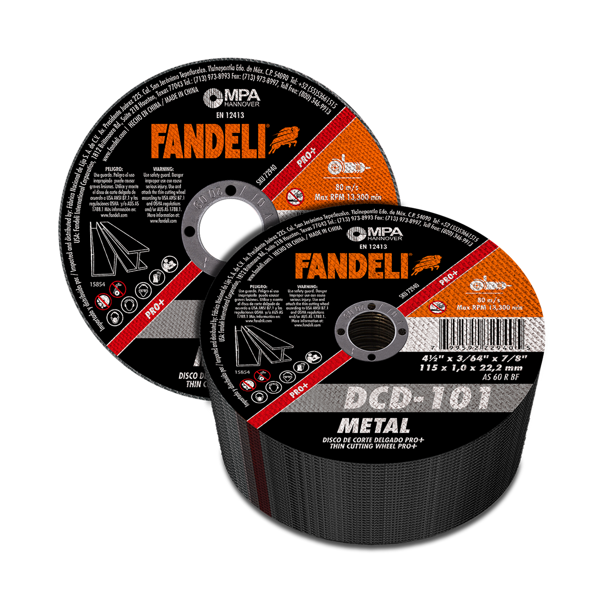 DISCO CORTE DELG METAL PRO 4 1/2 X 3/64 X 7/8 " FANDELI