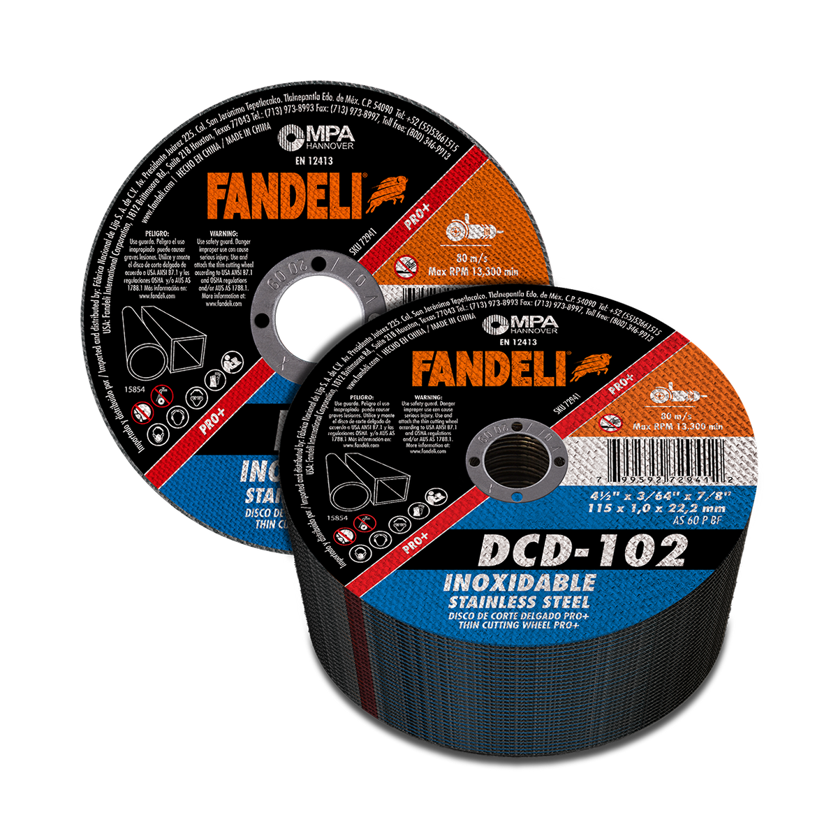 DISCO CORTE DELG INOX PRO+  4 1/2 X 3/64 X 7/8 " FANDELI