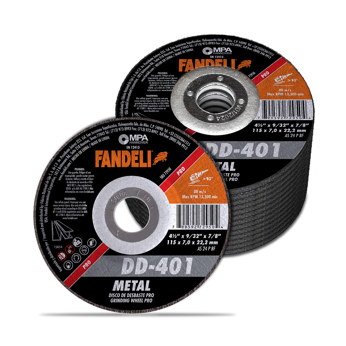 DISCO DESBASTE METAL PRO 4 1/2 X 9/32 X 7/8 "FANDELI