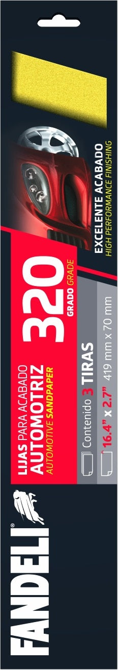KIT 3 TIRAS LIJA A080 320P FAND 0.070m X 0.419m PAPEL GRIPITA080 320 BODY FILES 2 3/4" X 16 1/2"