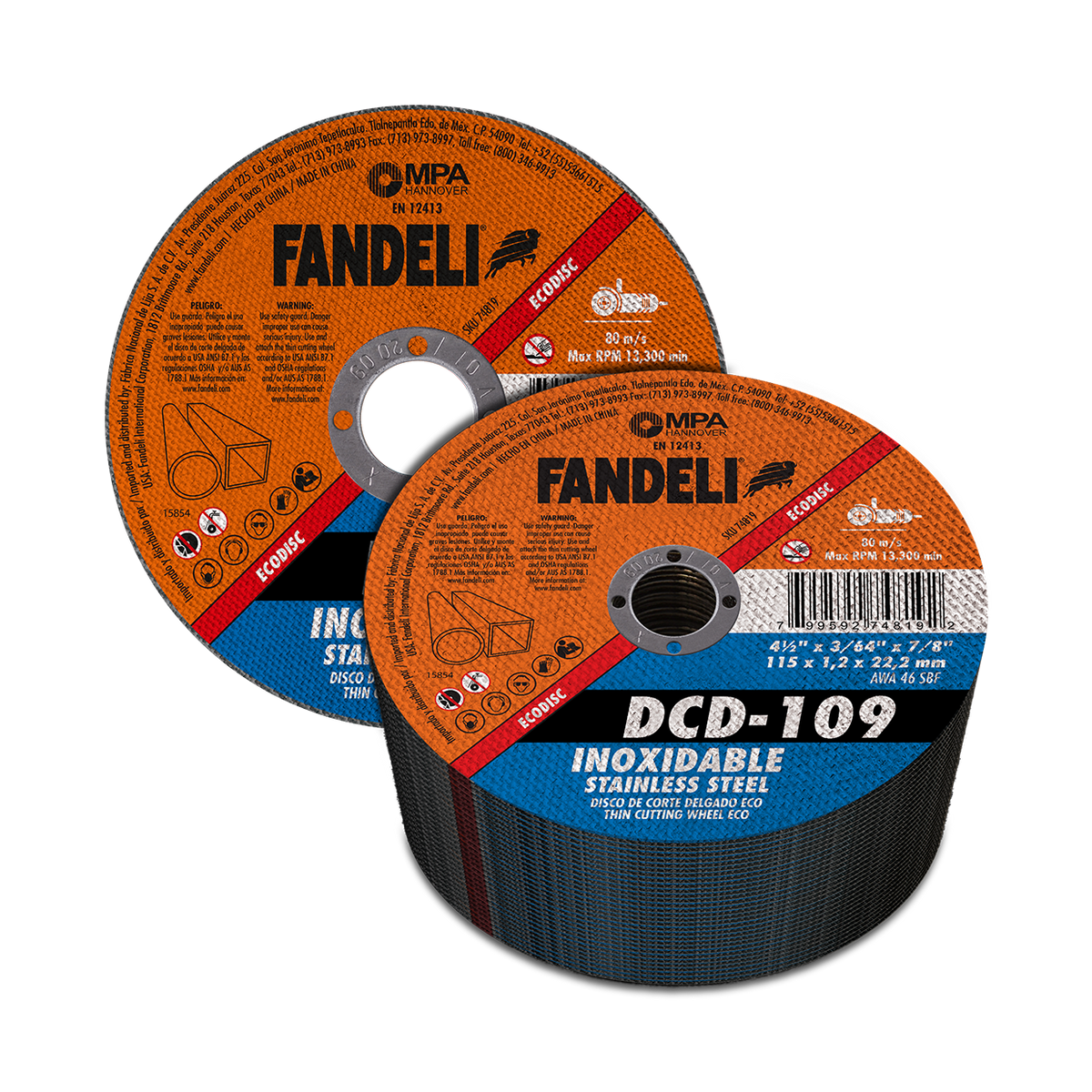DISCO CORTE DELG INOX ECO 4 1/2 X 3/64 X 7/8  " FANDELI