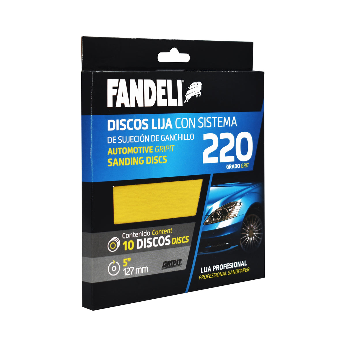 KIT 10 DISCOS A080 220P FANDELI 0.127m PAPEL GRIPITKWIK-GRIP GOLD DISCS 5" X 0
