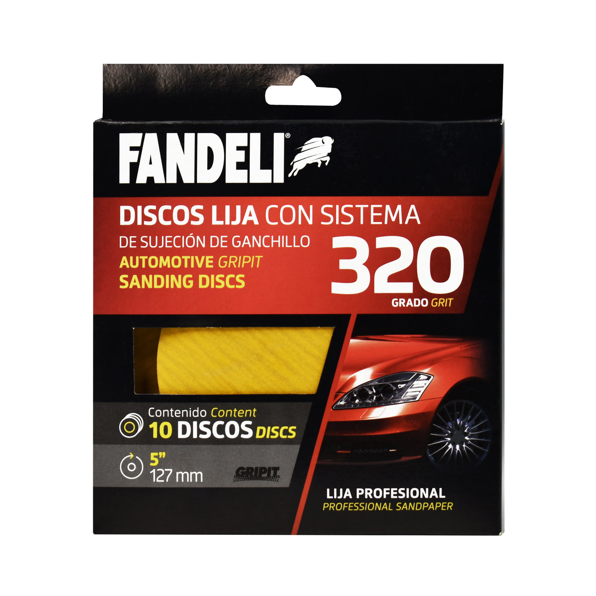 KIT 10 DISCOS A080 320P FANDELI 0.127m PAPEL GRIPITKWIK-GRIP GOLD DISCS 5" X 0