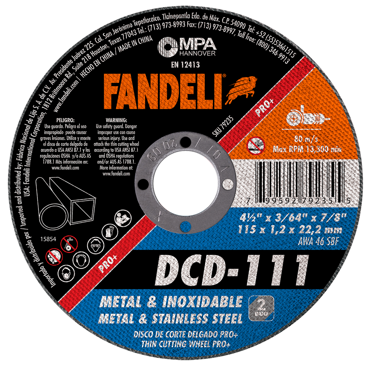 DISCO CORTE DELG MET INOX PRO+ 4Â½"115mm x 1.2mm x 22.2mm