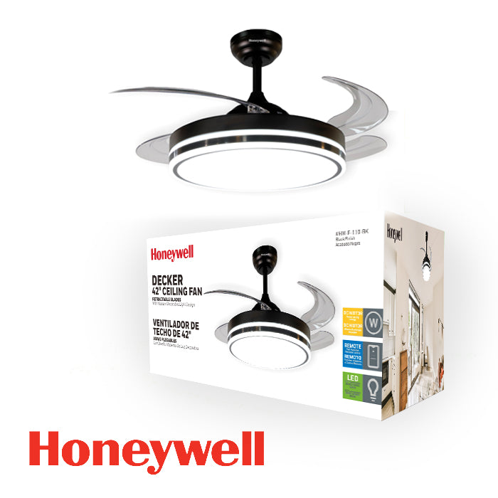 ABANICO DE TECHO 42'' RETRACTIL CON LUZ LED (BK) 24W DIMEABLE