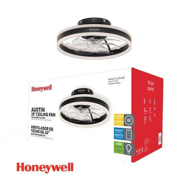 ABANICO DE TECHO AUSTIN 16'' CON LUZ LED 25W NEGRO HW-F-109-BK HONEYWELL