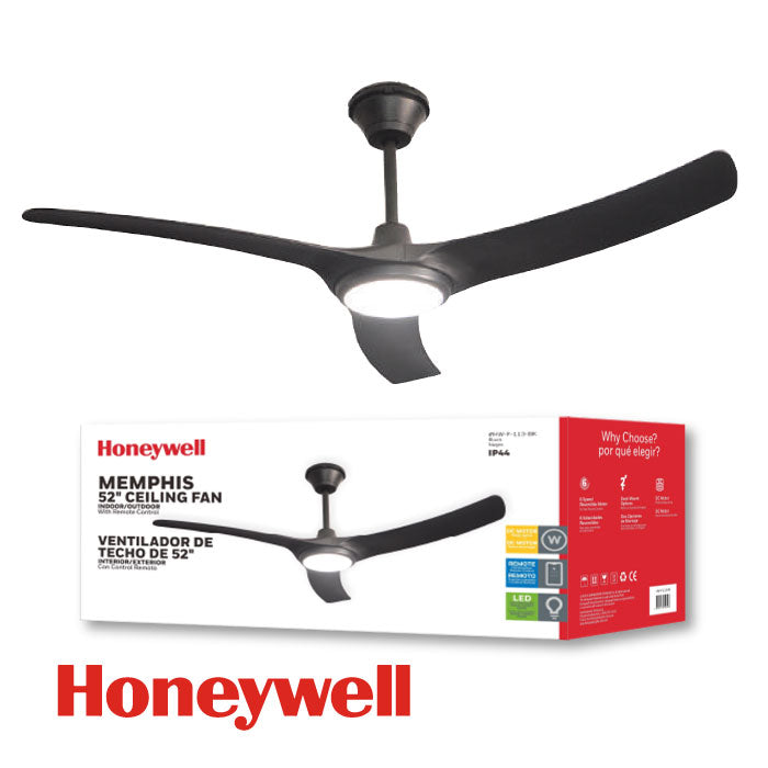ABANICO DE TECHO MEMPHIS 52â€ CON LUZ LED 18W NEGRO HW-F-113-BK HONEYWELL