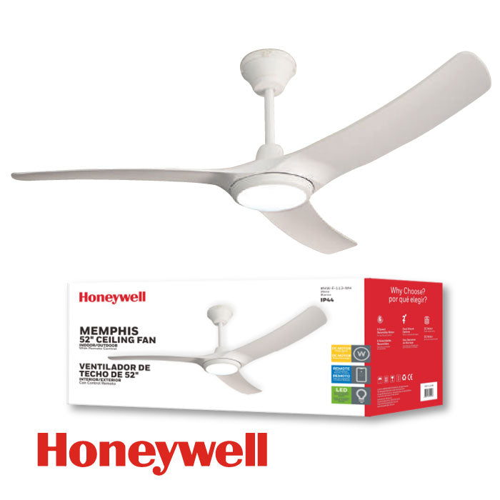ABANICO DE TECHO MEMPHIS 52â€ CON LUZ LED 18W BLANCO HW-F-113-WH HONEYWELL