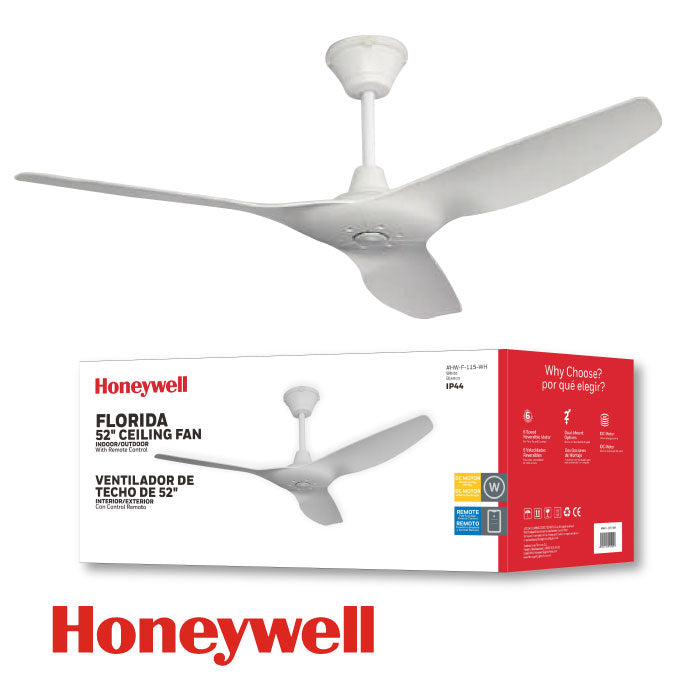 ABANICO DE TECHO FLORIDA 52â€  BLANCO INTERIOR/EXT. HW-F-115-WH HONEYWELL