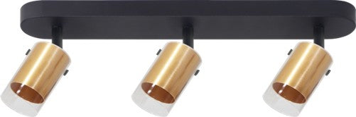 LAMP.  3 SPOT 3XGU10-40W, NEGRO+DORADO, 0876GD-3L HOME DELIGHT (NO INC. BOMBILLO)