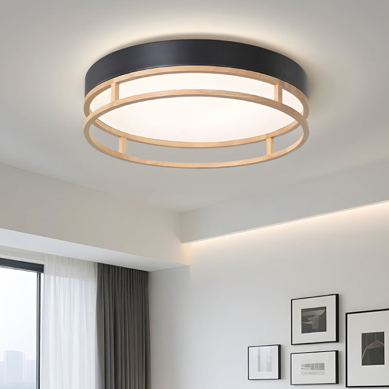 LAMP. REDONDA DE TECHO PLAFON LED 30W , 40CM, 00889C-BK-CCT AC. BLACK WOOD HOME DELIGHT