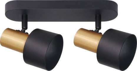 LAMP. TECHO O PARED 2 SPOTS, GU10-40W, 00874BK-2W, HOME DELIGHT (NO INC. BOMBILLO)